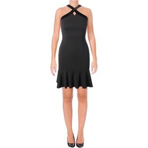 Aqua Womens Halter Velvet Cocktail Dress